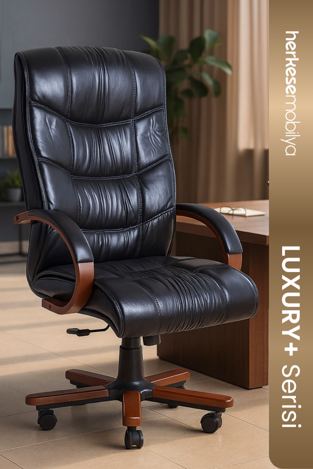 Yrn Siyah Deri Yönetici Koltuğu