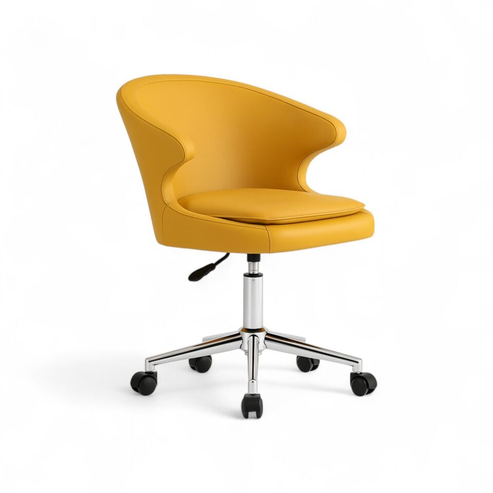 Koket Sarı Deri Çalışma Koltuğu
