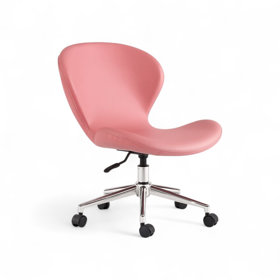 Flora Pembe Deri Çalışma Koltuğu