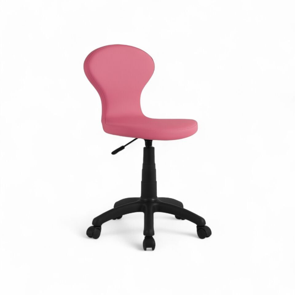Doll Pembe Deri Çalışma Koltuğu