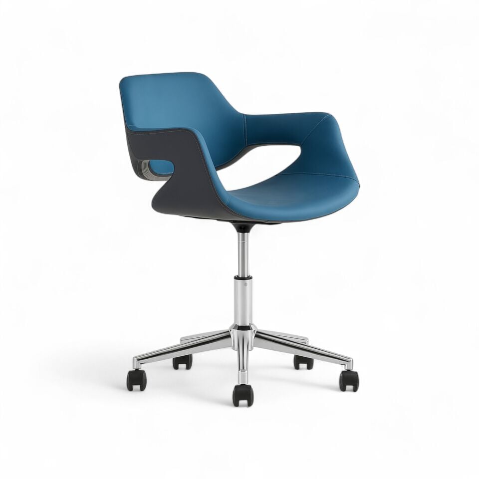 Seren Mavi Deri Çalışma Koltuğu