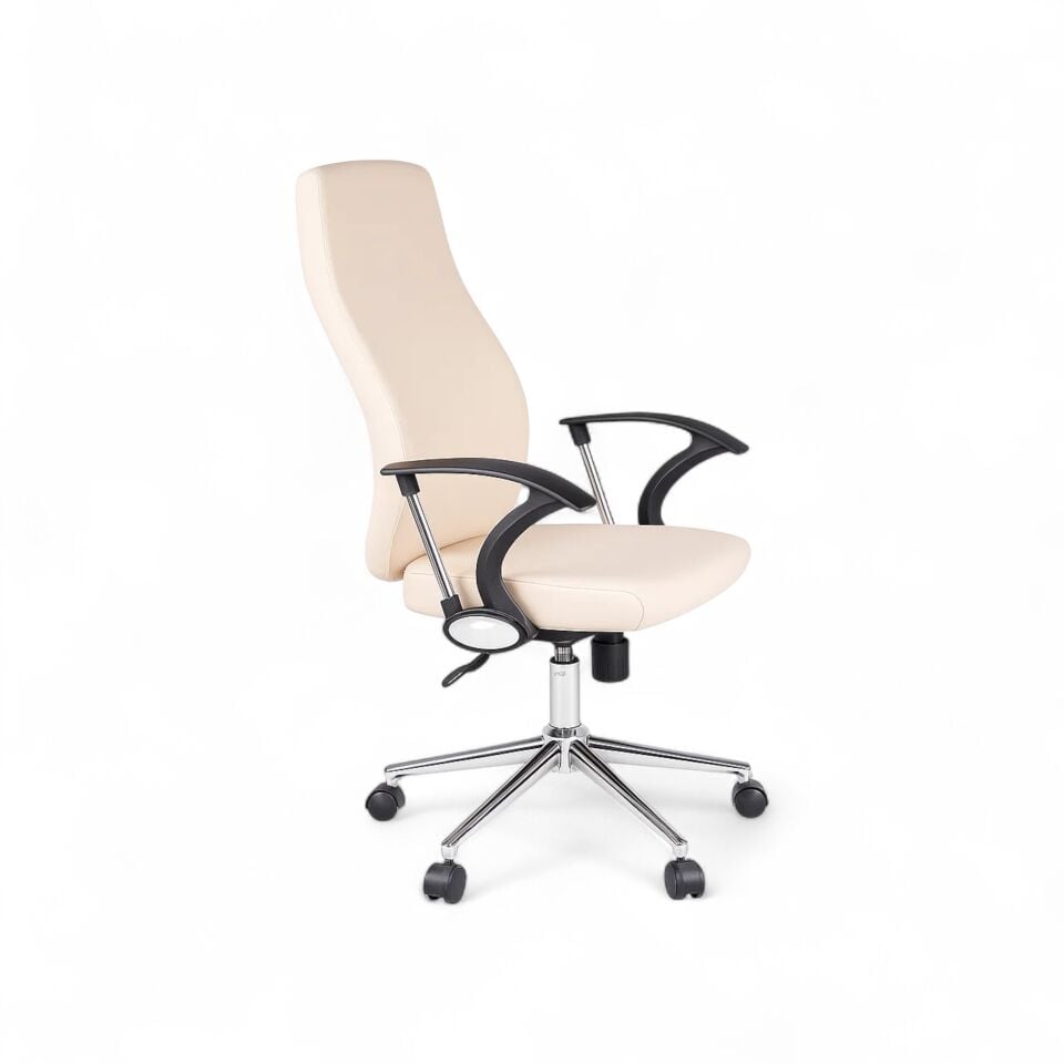 Kahel Krem Deri Çalışma Koltuğu Ofis Koltuğu