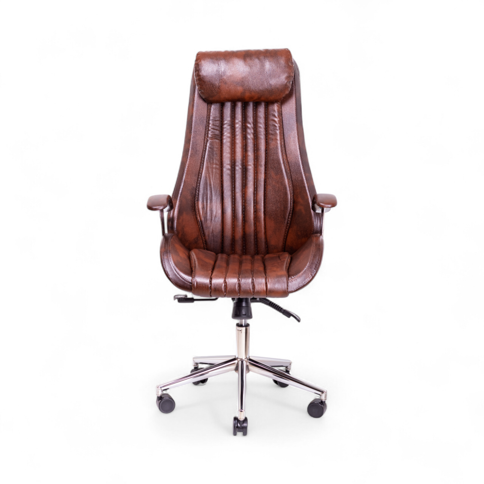 KPT Başlıklı Kahverengi Deri Yönetici Koltuğu