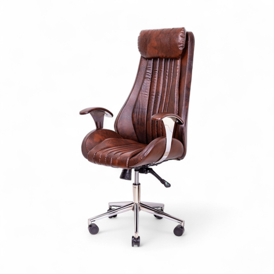 KPT Başlıklı Kahverengi Deri Yönetici Koltuğu