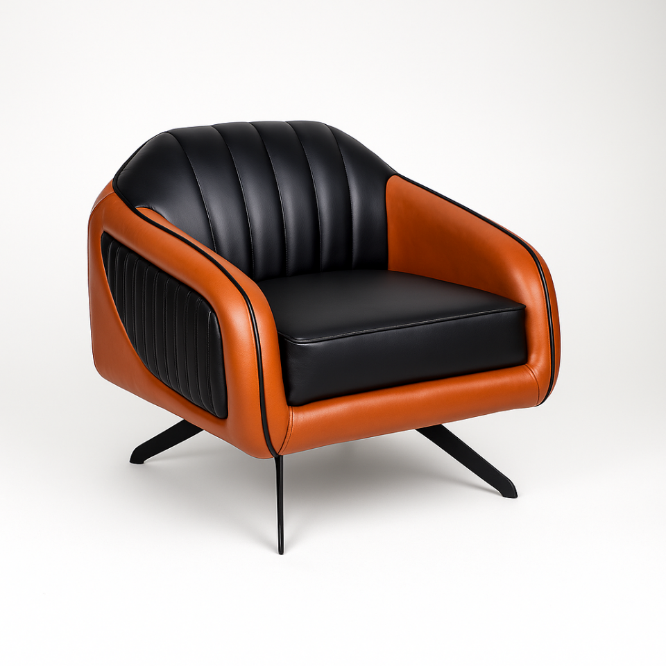 Holly Kahverengi & Siyah Deri Tekli Kanepe