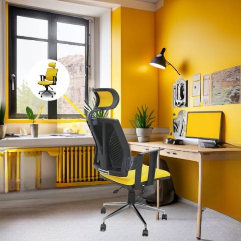 Sunny Sarı Deri Yönetici Koltuğu