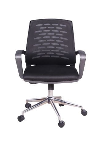Pole Fileli Ofis Çalışma Koltuğu Krom Ayak