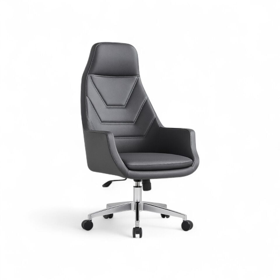 Breda Gri Deri Yönetici Koltuğu