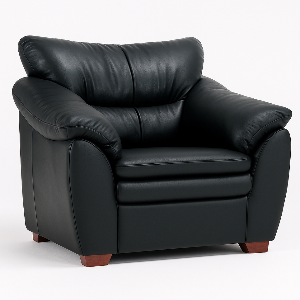 Roza Siyah Deri Ofis Kanepesi