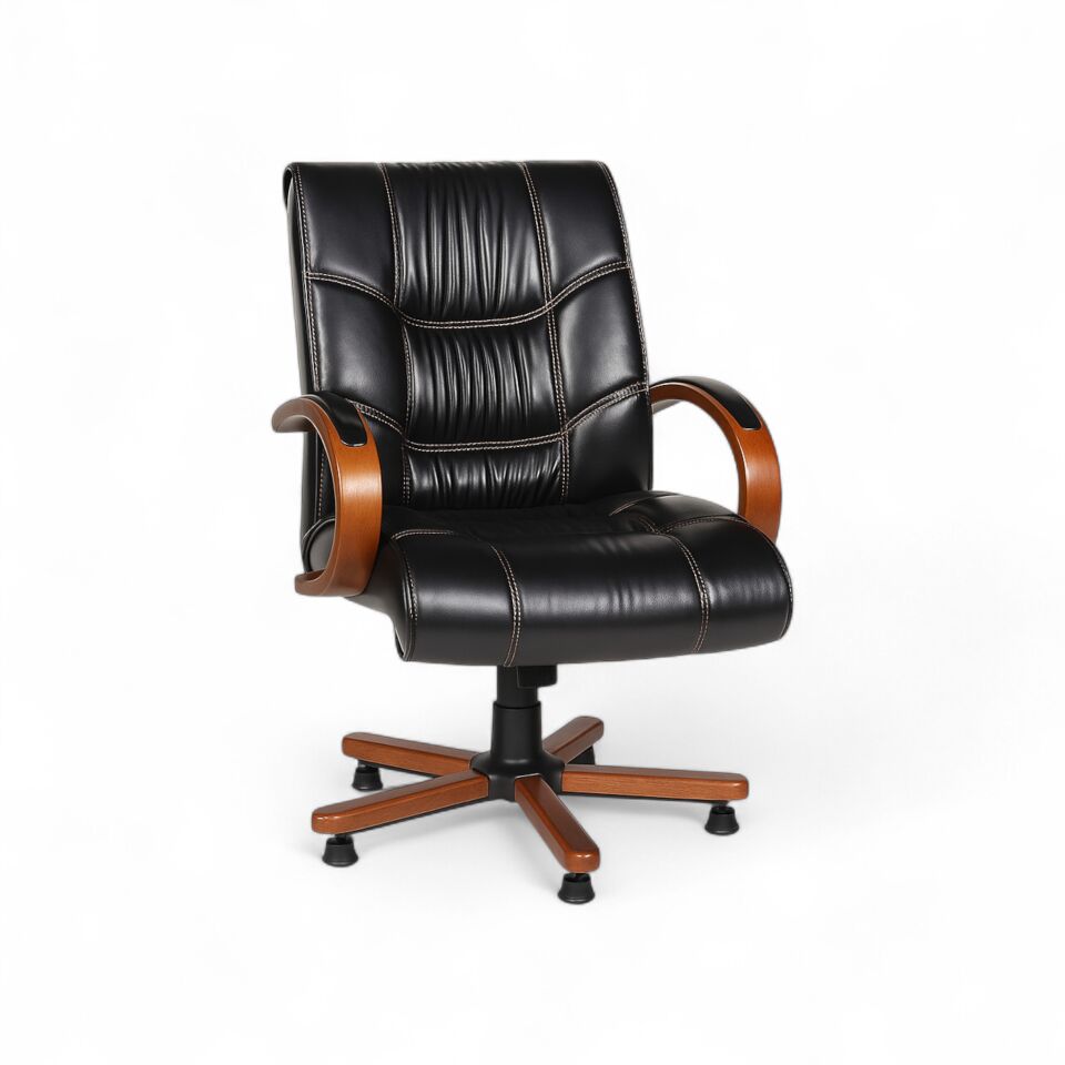 Yaren Siyah Deri Misafir Koltuğu