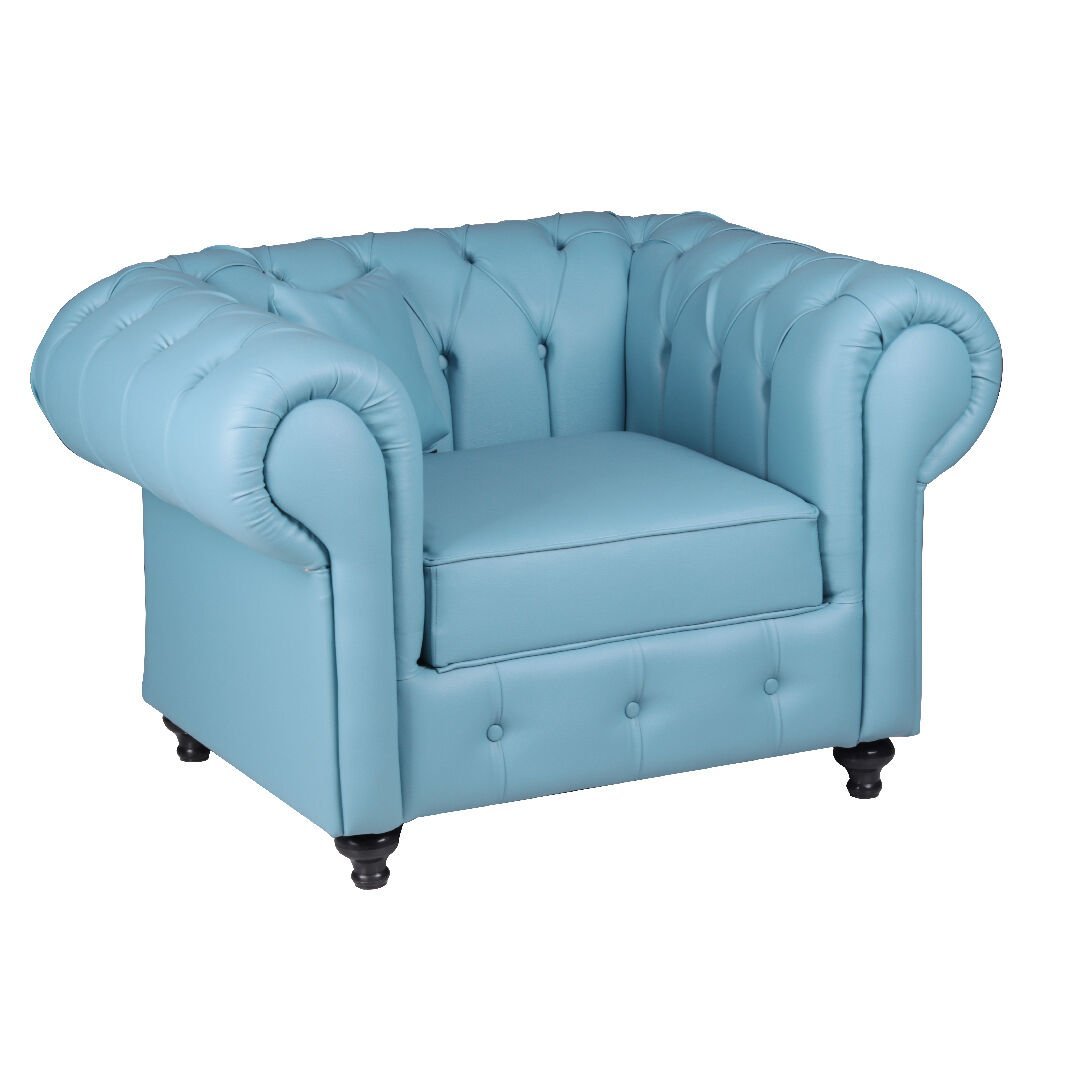 Chester Mavi Deri Tekli Kanepe