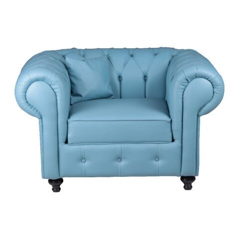 Chester Mavi Deri Tekli Kanepe