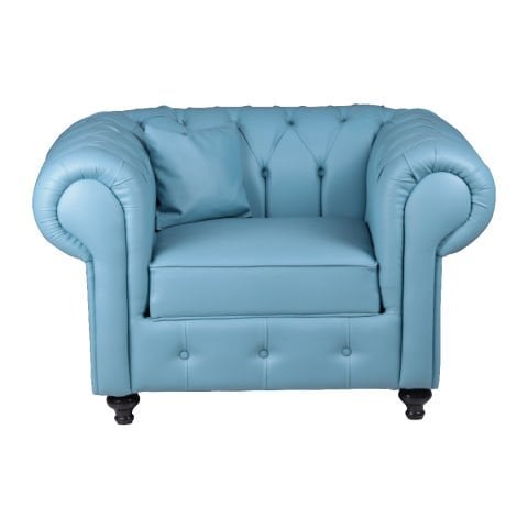 Chester Mavi Deri Kanepe Takımı (1 Üçlü 2 Tekli)