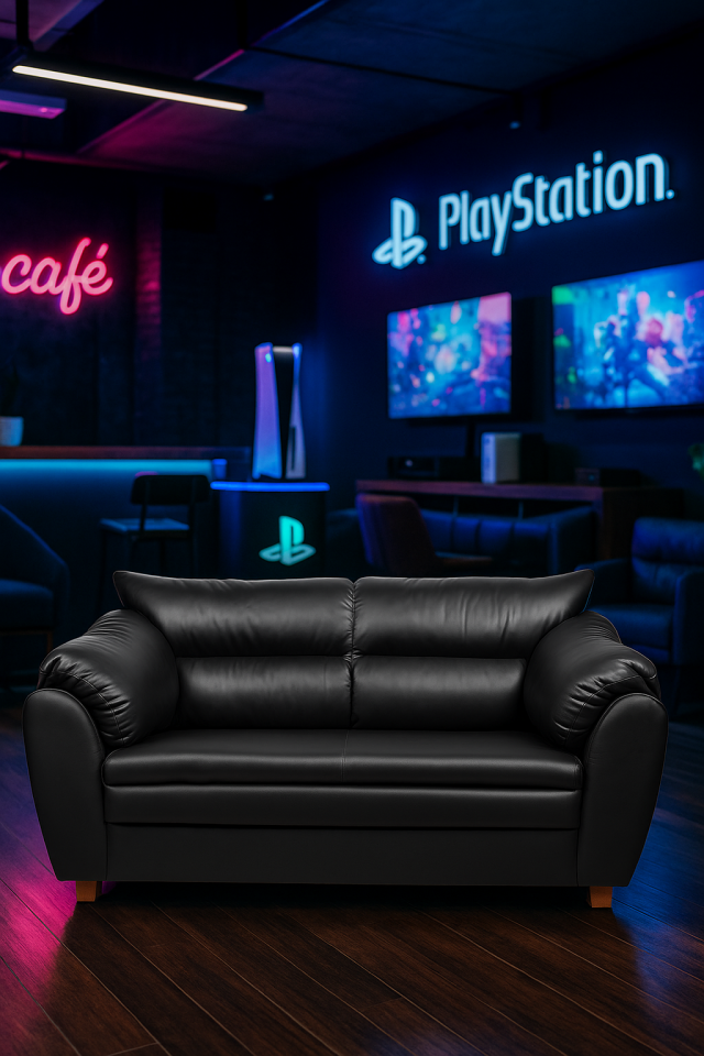 Roza Siyah Deri Ofis Kanepesi