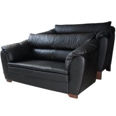 Roza Siyah Deri Ofis Kanepesi