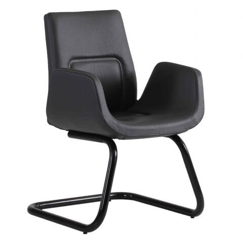 Selena Siyah Deri Misafir Koltuğu