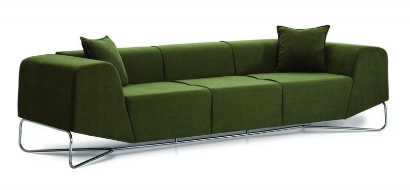 Elite Yeşil Kumaş Üçlü Kanepe Lobi Koltuğu