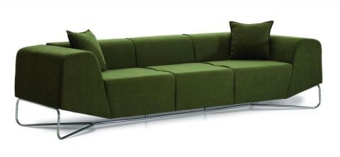 Elite Yeşil Kumaş Üçlü Kanepe Lobi Koltuğu