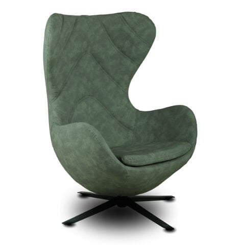 Egg Yeşil Deri Berjer Bekleme Koltuğu X Ayak