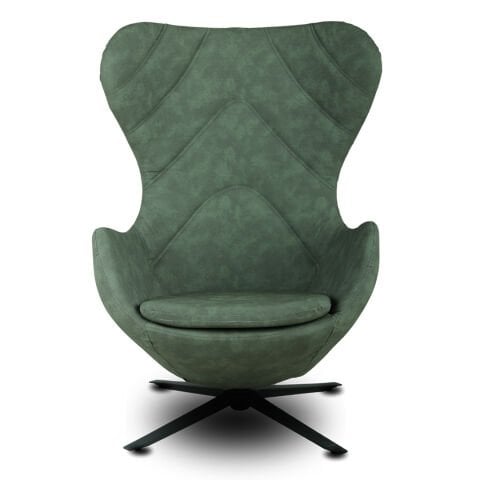 Egg Yeşil Deri Berjer Bekleme Koltuğu X Ayak