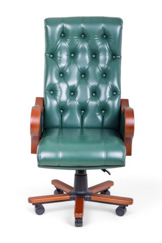 Noir Chester Yeşil Deri Yönetici Koltuğu