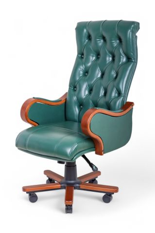 Noir Chester Yeşil Deri Yönetici Koltuğu