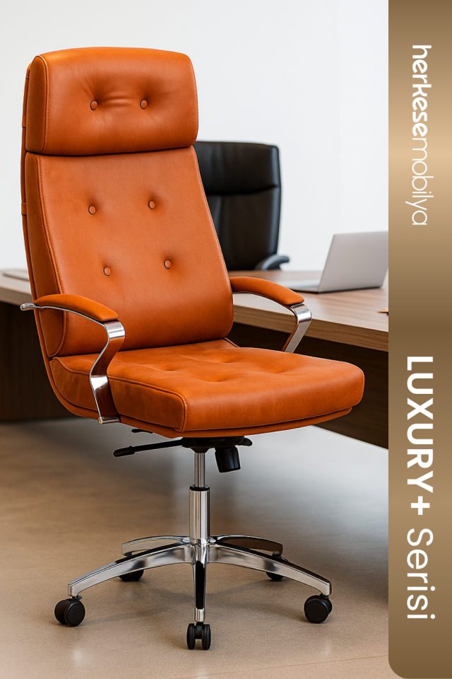 Enorm Kahverengi Süet Deri Yönetici Koltuğu