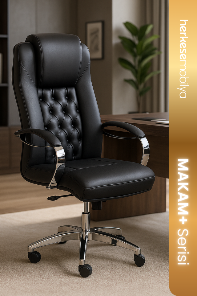 Burea Siyah Deri Yönetici Koltuğu