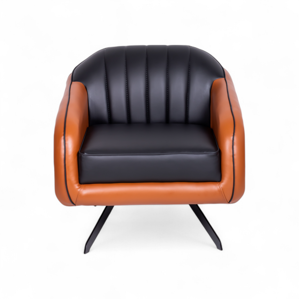 Holly Kahverengi & Siyah Deri Tekli Kanepe