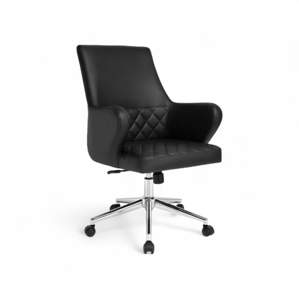 Oldea Siyah Deri Çalışma Koltuğu
