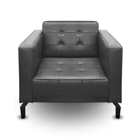 Manhattan Siyah Deri Tekli Kanepe