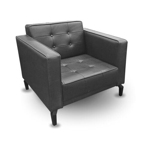 Manhattan Siyah Deri Tekli Kanepe