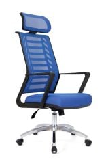 Gardena Mavi Fileli Yönetici Koltuğu Krom Ayak