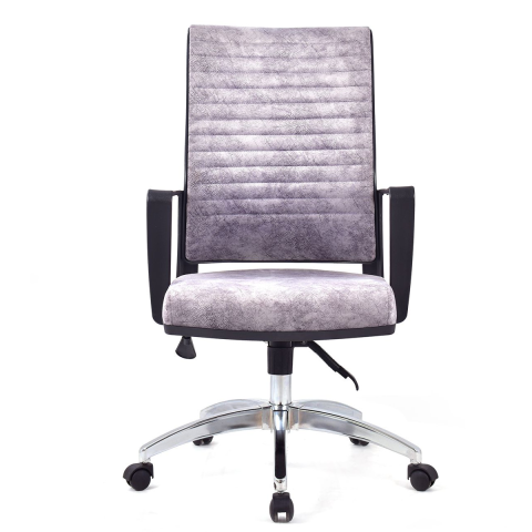 Magenta Gri Deri Ofis Çalışma Koltuğu