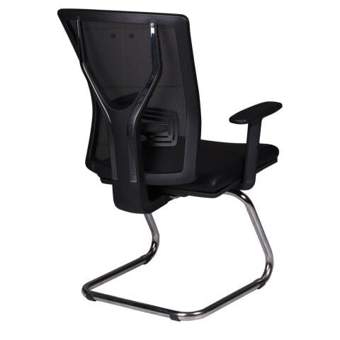 D-54 Misafir Koltuğu Oturak Siyah Deri Sırt Siyah File