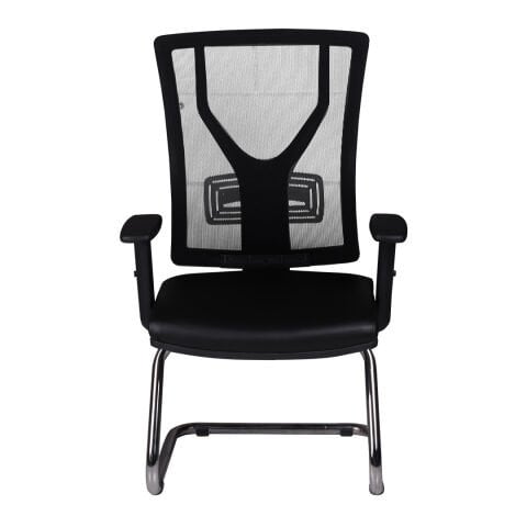 D-54 Misafir Koltuğu Oturak Siyah Deri Sırt Siyah File