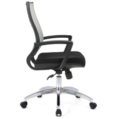 Valente Gri Fileli Ofis Çalışma Koltuğu Krom Ayak