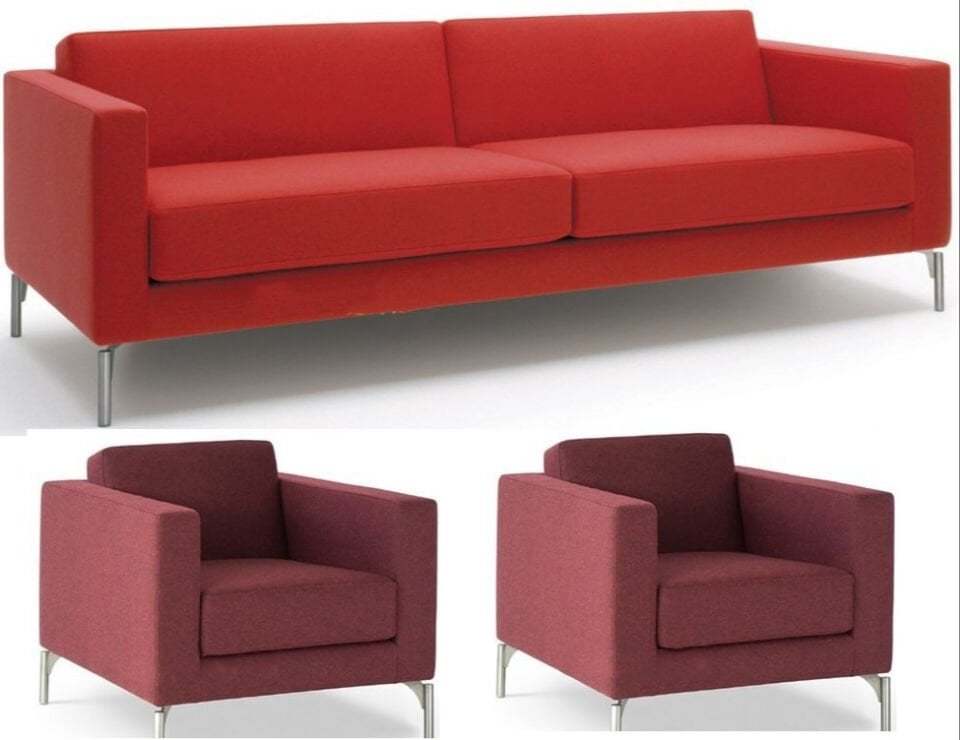 G-32 Kırmızı Kumaş Ofis Kanepesi