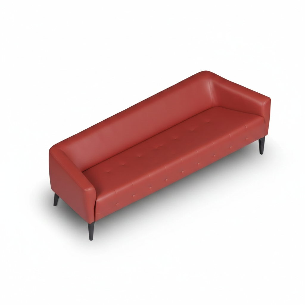 Oceans Kırmızı Deri Üçlü Kanepe