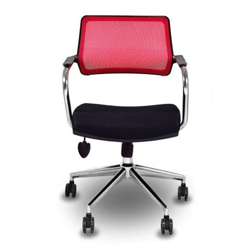Rauna Kırmızı Fileli Krom Ofis Koltuğu