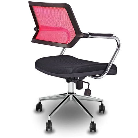 Rauna Kırmızı Fileli Krom Ofis Koltuğu