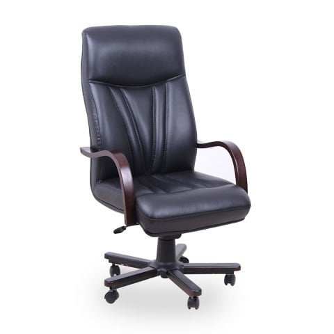 NoirBoss Ahşap Deri Yönetici Ve Ofis Koltuğu