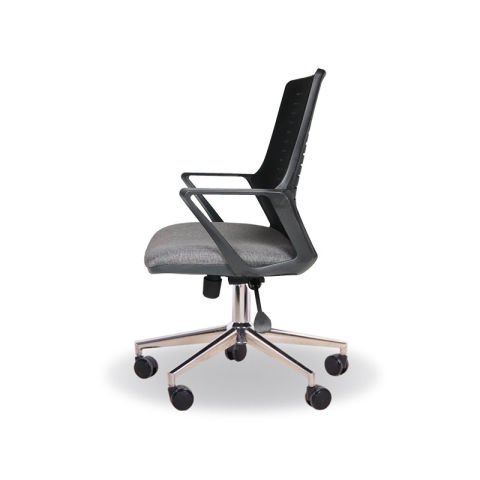 Ary Gri Siyah Fileli Çalışma Koltuğu Krom Ayak