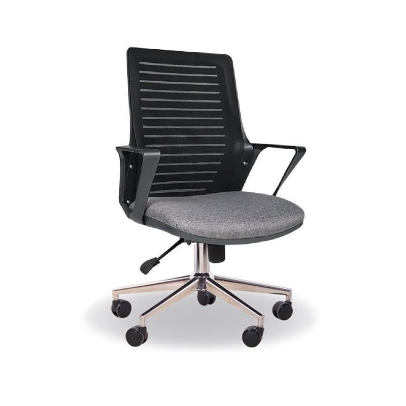 Ary Gri Siyah Fileli Çalışma Koltuğu Krom Ayak