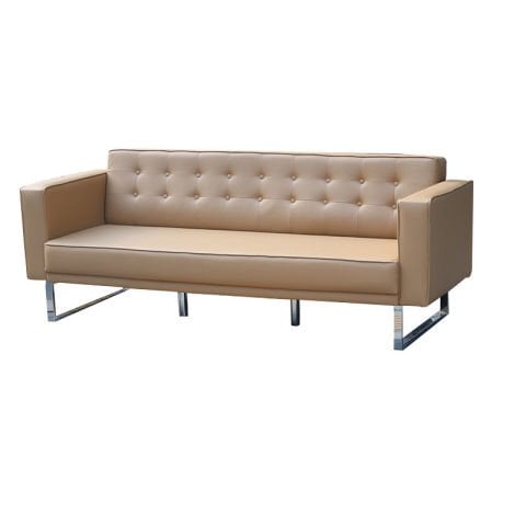 Manhattan Bej Üçlü Ofis Bekleme Koltuğu