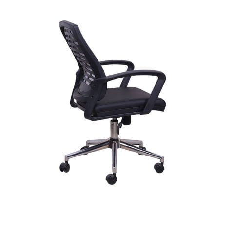 Pole Gri Fileli Ofis Çalışma Koltuğu Krom Ayak