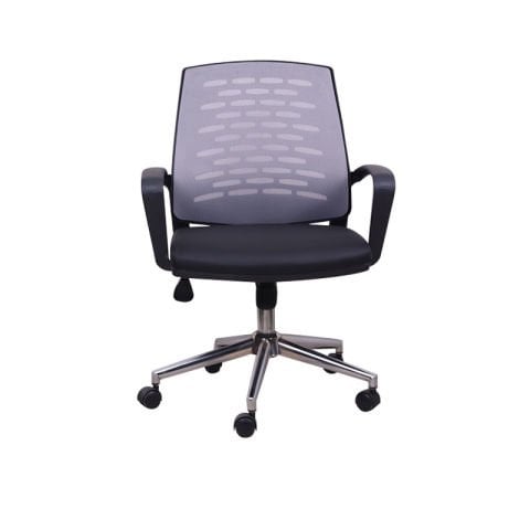 Pole Gri Fileli Ofis Çalışma Koltuğu Krom Ayak