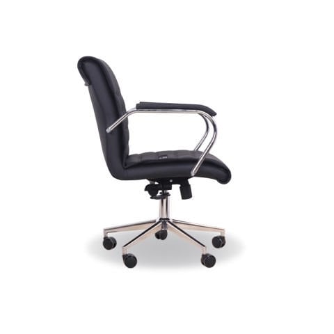Anfibi Siyah Deri Ofis Çalışma Koltuğu