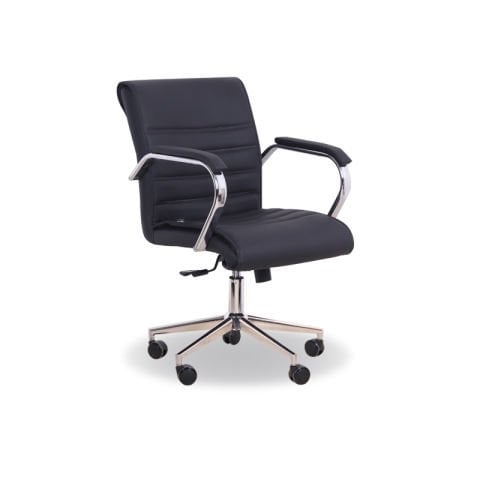Anfibi Siyah Deri Ofis Çalışma Koltuğu
