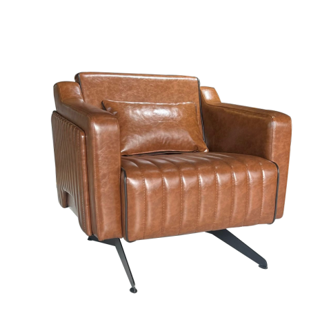 Caramel Elegance Deri Tekli Ofis Kanepesi